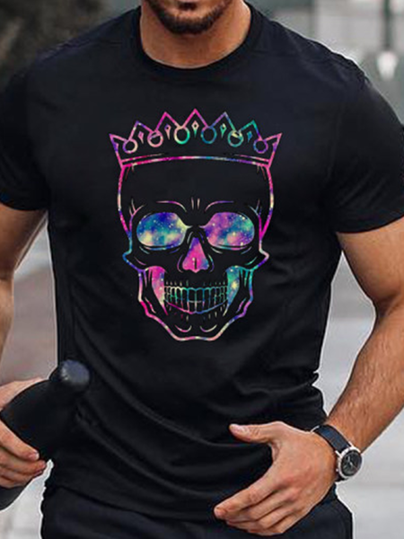 

Casual Printed Skull Men's Fashion Print Tee, Black, T-shirt