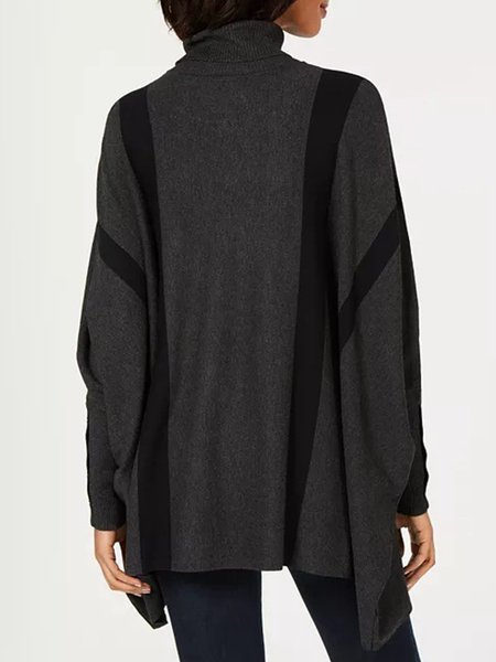 

Cotton-Blend Asymmetrical Long Sleeve Striped Shirts & Tops, Gray, Blouses & Shirts