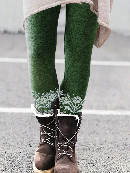 

Plus size thick warm leggings Casual Cotton Leggings, Green, Leggings