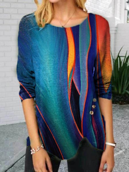 

Long Sleeve Casual Tops, Blue, Blouses & Shirts