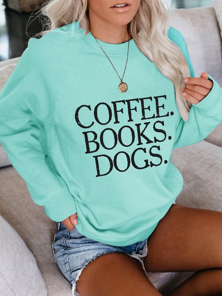 

Coffee Books Dogs Women Sweatshirt, Blue, Hoodies&Sweatshirts