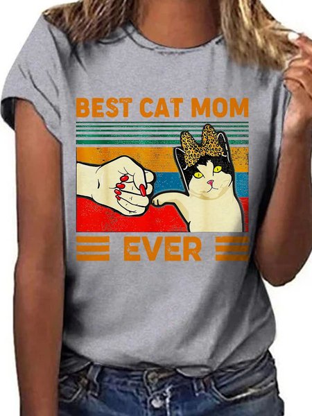 

The Best Cat Mam Graphic Tee, Gray, T-shirts