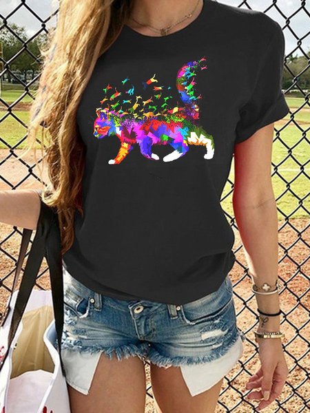 

Cat Graphic Tee, Black, T-shirts