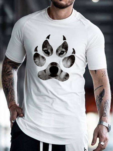 

Animal Cotton-Blend Casual Men's Fashion Print Tee, White, Men's t-shirts