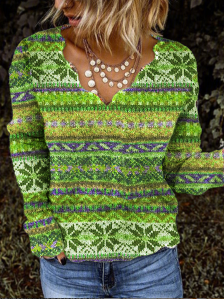 

Plus size Geometric Casual Shirts & Tops, Green, Tops