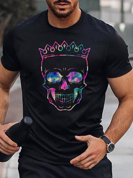 

Casual Printed Skull Men's Fashion Print Tee, Black, T-shirts