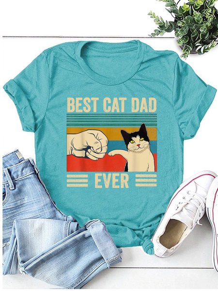 

The Best Cat Dad Graphic Tee, Turquoise, T-shirts