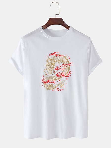 

Oriental Dragon Graphic Men's Tee, White, T-shirts