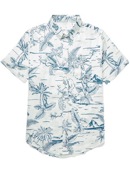 

Printed Plants Shirts, Blue, Blouses&Shirts