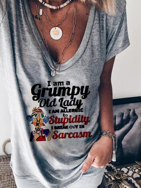 

Shift Short Sleeve Letter T-shirt, Gray, T-Shirts