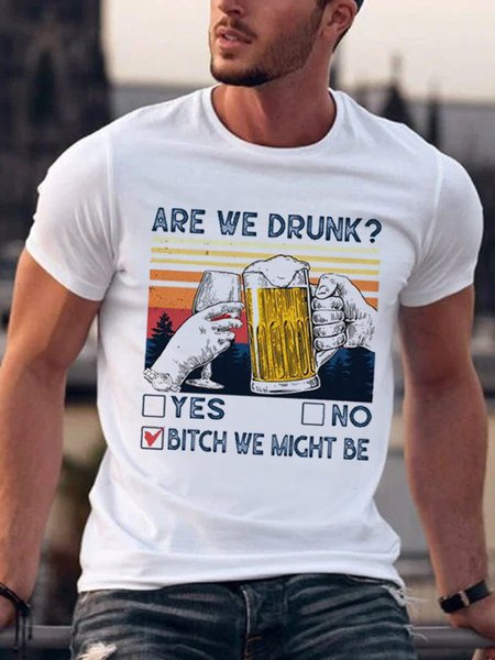 

Toast in Beer Graphic Print Short Sleeve Tee, White, T-shirts