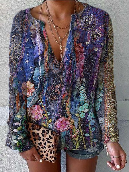 

Floral Casual Shift Shirts & Tops, Image color, Blouses & Shirts