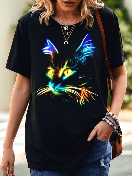 

Cat print pattern Classic Ladies T-shirt, Black, T-shirts