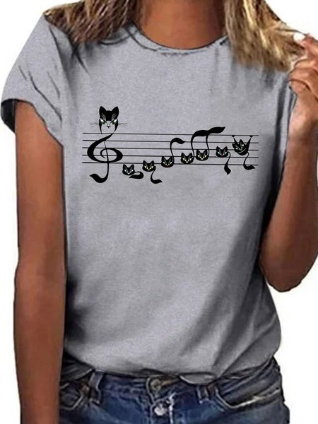 

Music Cat Graphic Tee, Gray, T-shirts