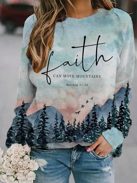 

Crew Neck Casual Long Sleeve Shirts & Tops, Blue, Hoodies & Sweatshirts