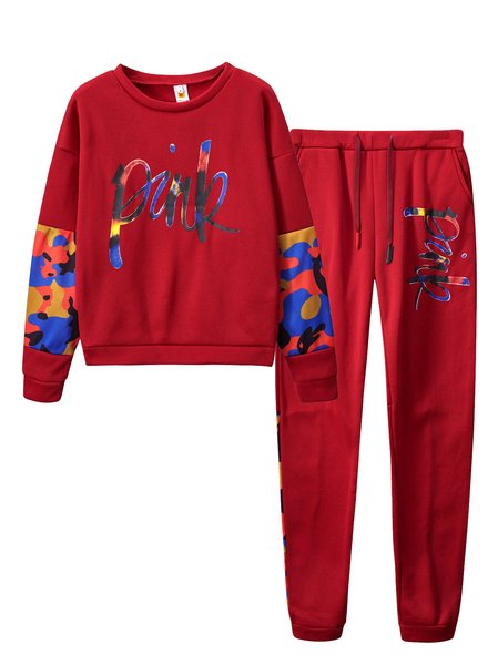 

Sports Shift Hoodie Suits, Red, Bottoms