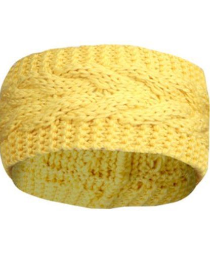 

Pure color knitted wool empty top hat headband to keep warm in autumn and winter, Yellow, Hats & Headwear
