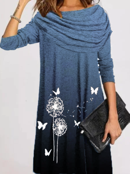 

Cotton Long Sleeve Dresses, Blue, Dresses