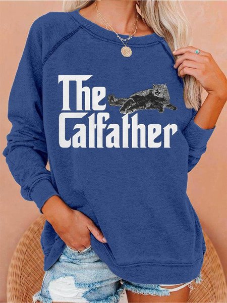 

The Catfather Funny Cat Lover Sweatshirt, Blue, Hoodies&Sweatshirts