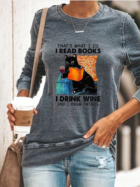 

That's what i do i read books i drink wine and i know things Slim fit sweatshirt, Gray, Hoodies&Sweatshirts