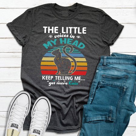 

The Little Voices In My Head Keep Telling Me Get More Cats Women's T-shirt, Gray, Tees & T-shirts