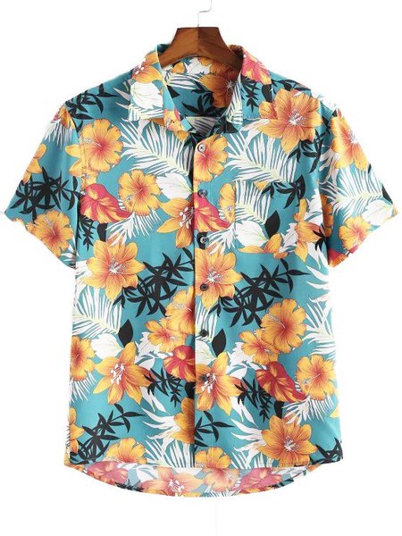 

Men's Casual Printed Shirts, Blue, Men's Floral shirt