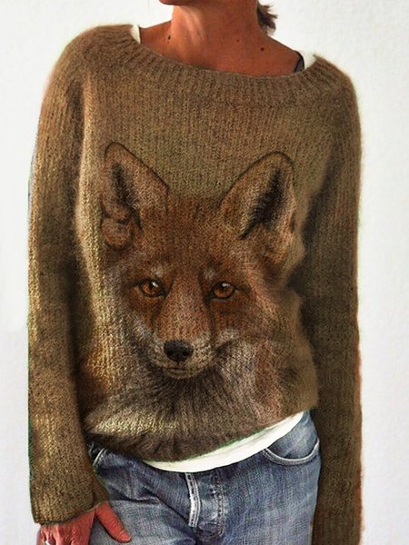 

Vintage Long Sleeve Crew Neck Shirts & Tops, As picture, Sweaters & Cardigans