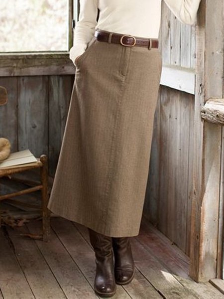 

Mini Gonna Cachi Vintage Casuale Tasche A-line, Skirts