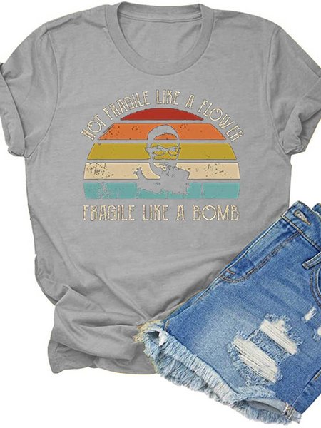 

Crew Neck Casual T-shirt, Light gray, Tops