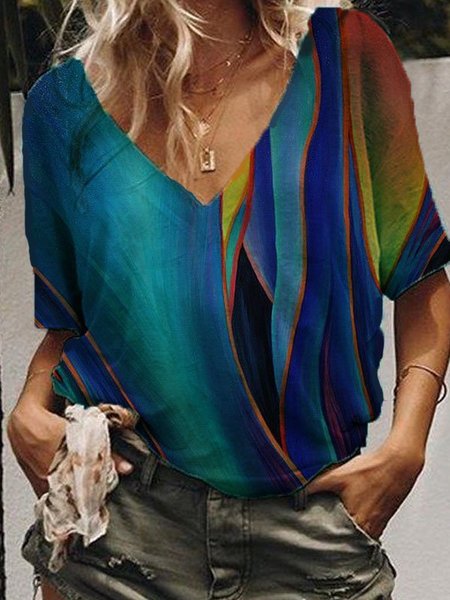 

Top Casuale Cotone, Blu, T-Shirts