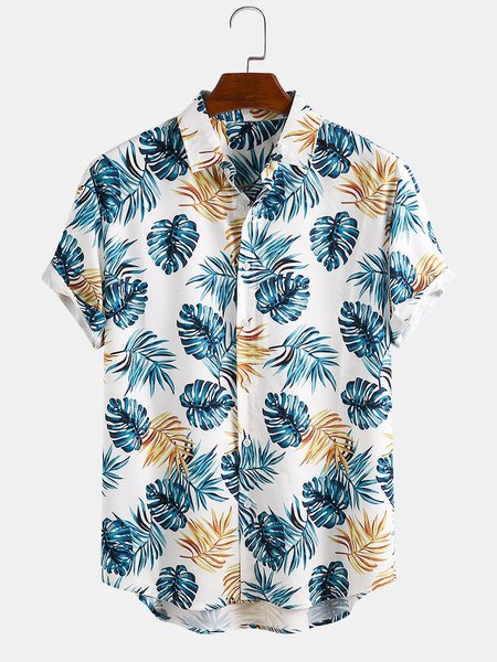 

Men's Shirt Collar Printed Casual Shirts, White, Blouses&Shirts