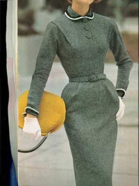 

Abito Collo a Scialle Solido Elegante, Verde, Midi Dresses