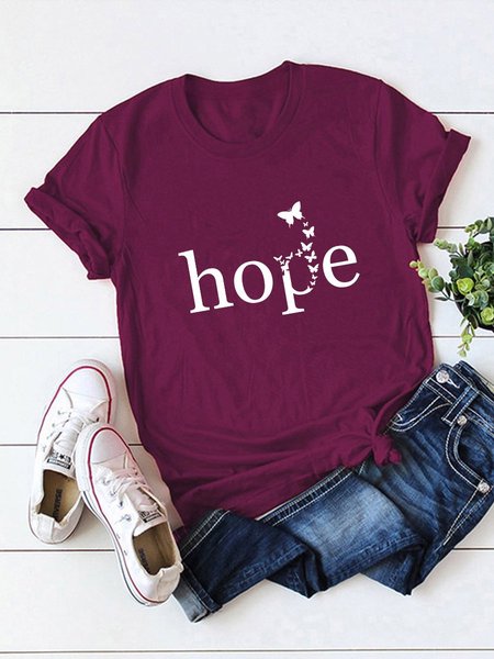 

Butterfly Hope Graphic Tee, Wine red, T-shirts