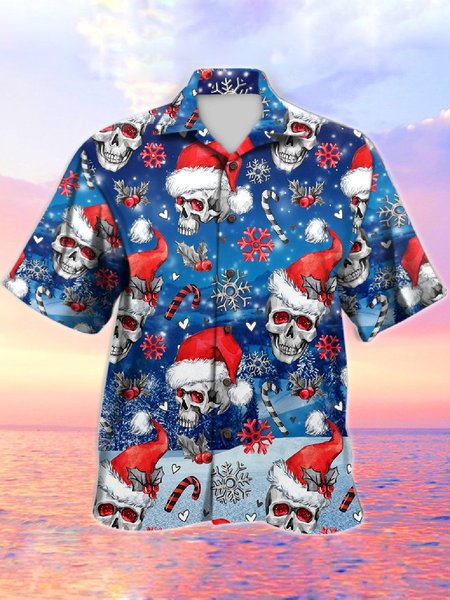 

Cotton-Blend Shirt Collar Printed Shirts, Blue, Men's Floral shirt