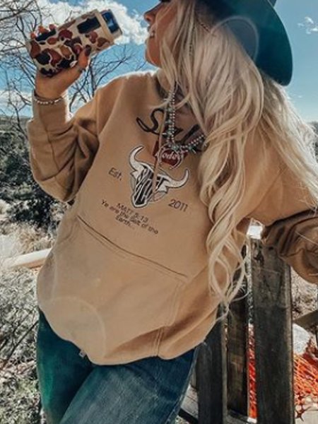 

Long Sleeve Casual Sweatshirt, Brown, Sweatshirts & Hoodies