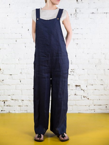 

Casual plus size wide-leg holiday overalls Casual Shift Jumpsuit & Romper, Navy blue, Pants