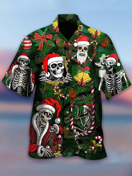 

Shirt Collar Festival Casual Shirts, Green, Men's Floral shirt