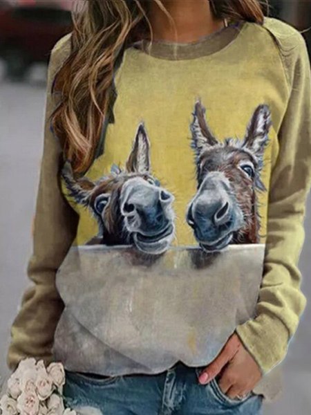 

Two Donkeys Graphic Sweatshirt, Yellow, Hoodies & Sweatshirts