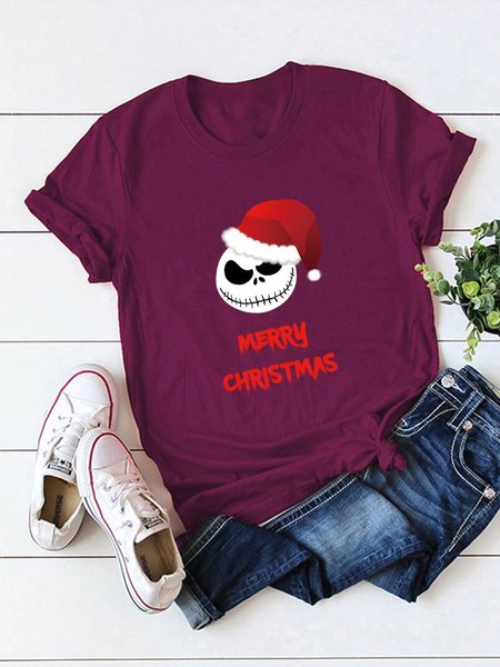 

Voodoo Doll Christmas Hat Merry Christmas Graphic Tee, Wine red, T-shirts