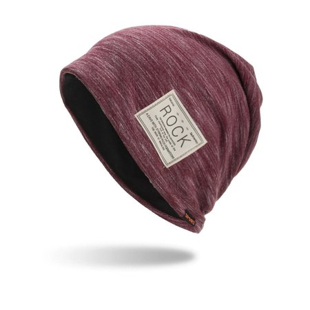 

New ROCK cloth label double-layer hood pile pile cap, Wine red, Accessories