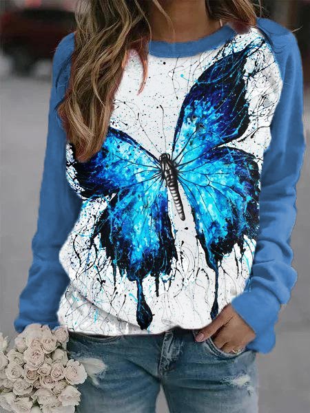 

Long Sleeve Casual Sweatshirt, Blue, Hoodies & Sweatshirts