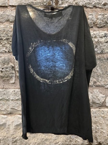 

Crew Neck Short Sleeve Cotton Abstract T-shirt, Black, Tops