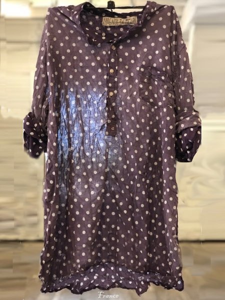 

Polka Dots Vintage Shift Pockets Tops, Purple, Tees & T-shirts