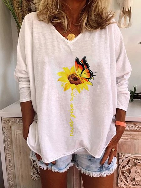 

Vintage Long Sleeve Floral Floral-Print Tops, White, Long sleeve tops