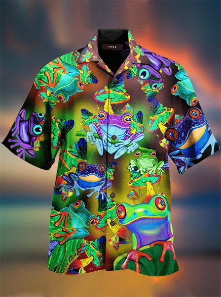 

Vintage Shirt Collar Shirts & Tops, Green, Men's Floral shirt