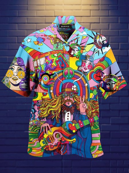

Cotton-Blend Casual Cartoon Shirts & Tops, Multicolor, Men's Floral shirt