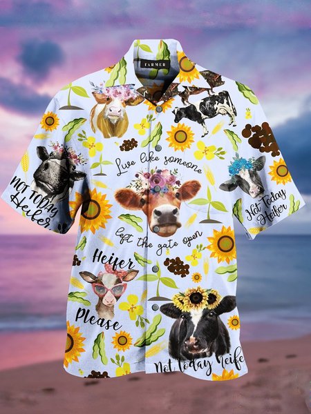 

Animal Cotton-Blend Shirt Collar Shirts, White, Men's Floral shirt