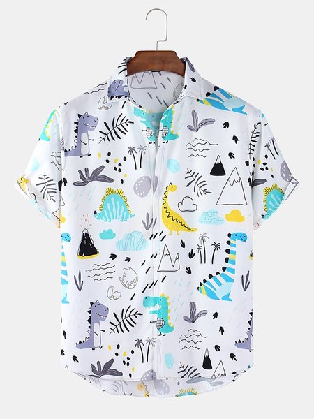 

Printed Casual Shirt Collar Shirts & Tops, White, Men