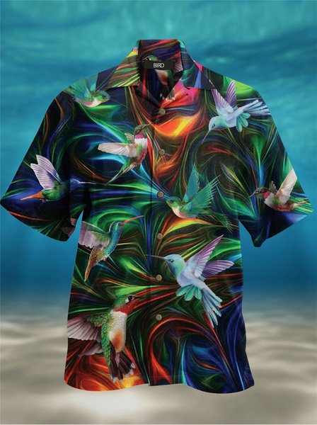 

Casual Cotton-Blend Shirts, Blue, Men's Floral shirt