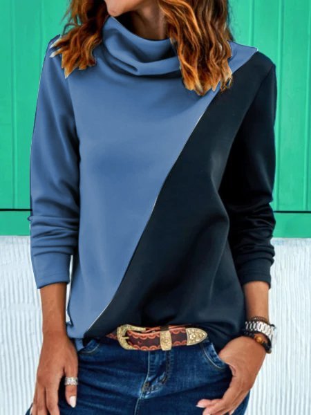 

Top Maniche Lunghe Dritto Dolcevita, Blu, Hoodies & Sweatshirts